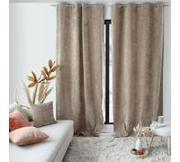 ED ENJOY HOME Rideau Thermique Occultant avec Œillets, Beige Naturel, 140x260cm, 100% Polyester, Velours, Doublure Polaire, Collection Velvet