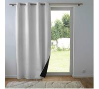 Rideau thermique phonique 140 x 260 cm 100% occultant/velours relief shadow Perle