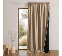 Rideau thermique phonique et semi occultant à galons fronceurs KONFOR Beige 140x260 cm