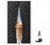 Rideau Thermique Porte D'entrée Magnétique Rideau Phonique Porte pour Salon | Couverture Thermique Porte Garde la Chaleur, Empêche L'air Froid D'entrer pour Balcon Terrasse Garage(Black,145x255cm)
