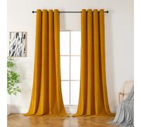 Rideau thermique, protection contre le froid, rideau en velours avec œillets, lot de 2, 225 x 140 cm (hauteur x largeur), jaune, élégant