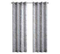 Rideau transparent à motifs de feuilles, couleur gris, dimensions 127 x 241,3 cm