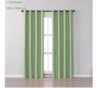 Rideau Une Piece Occultants Thermique à Oeillet Solide Décoration de Fenêtre Pour Chambre 100 x 200 cm Vert
