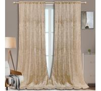 Rideau Velours Damas floral Beige Lot de 2, Occultant Rideaux Épaissir Thermique pour Chambre Salon Décoratifs Doux, 132x183cm