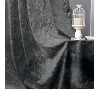 Rideau Velours Damas floral Gris Lot de 2, Occultant Rideaux Épaissir Thermique pour Chambre Salon Décoratifs Doux, 132x274cm