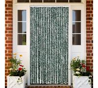 Rideau vert et blanc 90 x 220 cm en chenille moustiquaire pour porte, fenêtre, porte de balcon, porte de terrasse, caravane, amovible et lavable