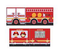 Vipack - Rideau pour lit en hauteur Pompiers 4 parties 100 % coton pour lits mi-hauts