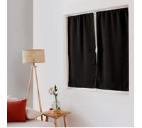 Rideau Vitrage Occultant Passe Tringle - Noir 60x120 cm, 100% Polyester Tissu Certifié Oeko-TEX - Rideau Chambre Collection Réglisse
