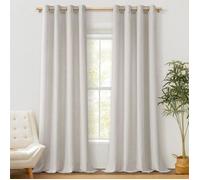 Rideau Voilage 132x214cm Naturel Lin Beige Voilage Salon Chambre Boho Translucides et Draperies Intérieurs à Oeillets 2pcs