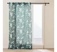 Douceur d'Intérieur – Voilage à œillets Elsa – Voile sablé imprimé métallisé 140x240 cm Vert