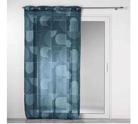 Douceur d'Intérieur – Rideau voilage à œillets Esquisse – Voile sablé imprimé 140 x 280 cm – Bleu
