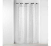 Douceur d'Intérieur Voilage à œillets Floressia 140 x 240 cm Voile sablé imprimé métallisé Blanc