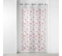 Douceur d'Intérieur, Voilage à Oeillets 140 x 240 cm Voile Sablé Brodé, Hoops Rouge