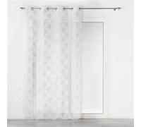 Rideau Voilage à Œillets Imprimé Métallisé Arcadie 140x240cm Blanc