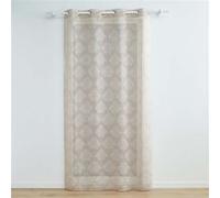 Douceur d'Intérieur – Rideau voilage à œillets Levita 140x240 cm Taupe – voile tissé appliqué
