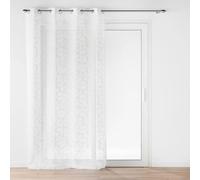 Douceur d'Intérieur, Voilage à Œillets (140 x 280 cm) Louxor Blanc, Voile Sablé Imprimé Métallisé