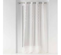 Douceur d'Intérieur Rideau voilage à œillets Mélusine 140x240 cm voile sablé finition pompons Blanc