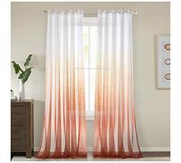 Rideau Voilage à Oeillet Semi-Transparent Dégradé de Couleur Douceur d'Intérieur Décoration de Maison Lumineux Filtrer Elégant Décor de Fenêtre Panneaux de Fenêtres Rouge 213X160cm(1 Panneau)