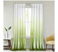Rideau Voilage à Oeillet Semi-Transparent Dégradé de Couleur Douceur d'Intérieur Décoration de Maison Lumineux Filtrer Elégant Décor de Fenêtre Panneaux de Fenêtres Vert 254X213cm(1 Panneau)