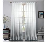 Rideau Voilage à Oeillet Semi-Transparent Dégradé de Couleur Douceur d'Intérieur Décoration de Maison Lumineux Filtrer Elégant Décor de Fenêtre Panneaux de Fenêtres Gris 254X160cm(1 Panneau)