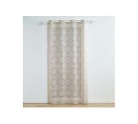 Douceur d'Intérieur – Rideau voilage à œillets Levita 140x240 cm Taupe – voile tissé appliqué