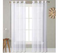 Rideau voilage blanc 134 x 210 cm polyester/rideaux d'intérieur opaques et isolants thermiques transparents pour chambre, fenêtre,