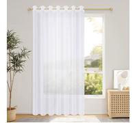 Rideau Voilage Blanc Grande Largeur 200x240 CM 1 Pièce Rideaux Fenetre Transparent à Blanc 200L X 240H cm (1 Panneaux)
