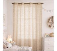 Rideau voilage broderie ton sur ton Taupe 150x260 cm