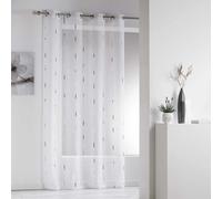 Voilage à œillets 140 x 260 cm voile sablé fils chenille Chenilla gris