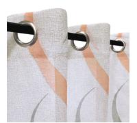 Rideau voilage - Dylrev - 140x240cm - Imprimé fil lurex - 8 œillets - Corail