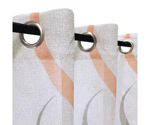 Rideau voilage - Dylrev - 140x240cm - Imprimé fil lurex - 8 œillets - Corail