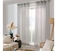 Rideau Voilage Effet Lin "Maya" 140x240cm Galet Gris