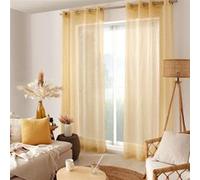 Rideau Voilage Effet Lin "Maya" 140x240cm Moutarde Jaune