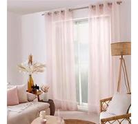 Rideau Voilage Effet Lin Maya 140x240cm Vieux Rose