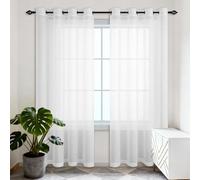 Rideau Voilage Fenetre 200 x 145 cm Filtrage de Lumière Fenêtre Intérieur Voile Décoration Maison Chambre Salon Fenêtre, Blanc