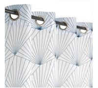 Rideau Voilage Imprimé à Œillets 140x240 cm en Bleu - Décoration Élégante et Pratique - Dylrev