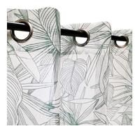 Rideau Voilage Imprimé Palme Bicolore à Œillets 140x240cm en Vert - Décoratif et Prêt à Poser