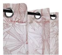 Rideau Voilage Imprimé Palme Bicolore Terracotta 140x240cm avec Œillets Prêt à Poser