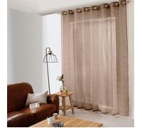 Generique – Voilage Maya 300x240 cm Marron Vison Effet Lin Œillets Semi-transparent
