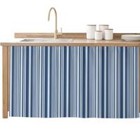 Rideaux à Rayures Fines pour Placards De Cuisine Et Salle De Bain - Rideau sous évier, Cache-étagères, Rayures Verticales élégantes, Décoration pour Buanderie Navy Blue 28W x 51L (Pack of 1)