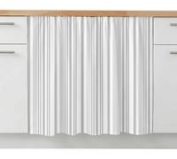 Rideaux à Rayures Fines pour Placards De Cuisine Et Salle De Bain - Rideau sous évier, Cache-étagères, Rayures Verticales élégantes, Décoration pour Buanderie White 11W x 13L (Pack of 1)