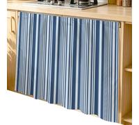 Rideaux à Rayures Fines pour Placards De Cuisine Et Salle De Bain - Rideau sous évier, Cache-étagères, Rayures Verticales élégantes, Décoration pour Buanderie Navy Blue 35W x 35L (Pack of 1)