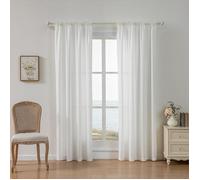 Rideaux blancs transparents en jacquard aux rayures verticales, style minimaliste moderne voilage semi-occultant, 132 x 220 cm