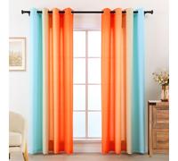 Rideaux bleu et orange - Ensemble de 2 rideaux - 225 cm de long - Transparents avec protection de l'intimité - Adaptés au salon et à la chambre d'enfant - Microfibre