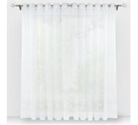 Rideaux courts voilage fenêtre en voile transparent avec ruban de satin à Oeillets blanc H/L 120 x 300cm