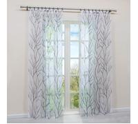 Rideaux courts Voilage fenêtre imprime en Voile à Ruban fronceur gris H/L 245 x 140cm Motif de Branches Décoration d’Intérieur chamb