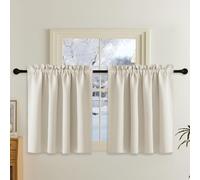Rideaux d'ameublement, modèle court, occultants, en dentelle - 140 cm de largeur x 120 cm de hauteur (2 panneaux) - Beige clair