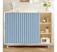 Rideaux d'armoire pliants sur Mesure avec Rails Autocollants, sans perçage, adaptés aux Meubles de Cuisine et aux dressings.-Sky Blue- W130cmxH80cm