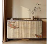 Rideaux d'armoires Installation Crochet et Boucle pour Armoire de Cuisine | Rideau Anti-poussière Avec Rail pour étagères Rideaux Sous L'évier Cuisine(Beige,55.1"W x 39.4"H)
