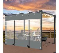 Rideaux de Bâche D'extérieur avec Fermeture Porte Éclair, Panneaux Latéraux de Bâche Imperméable en PVC Transparent de 0,5mm avec Œillets, Pergola Porche Bâche Étanche Claire Gris